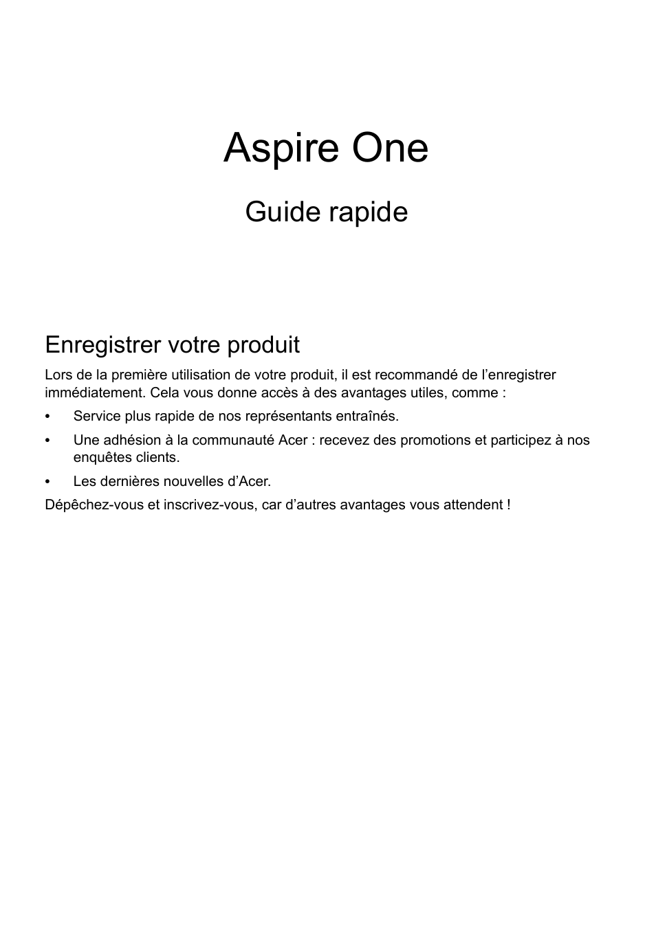 Français, Enregistrer votre produit, Comment s’enregistrer | Obtenir des accessoires acer, Aspire one, Guide rapide | Acer AO756 User Manual | Page 13 / 282