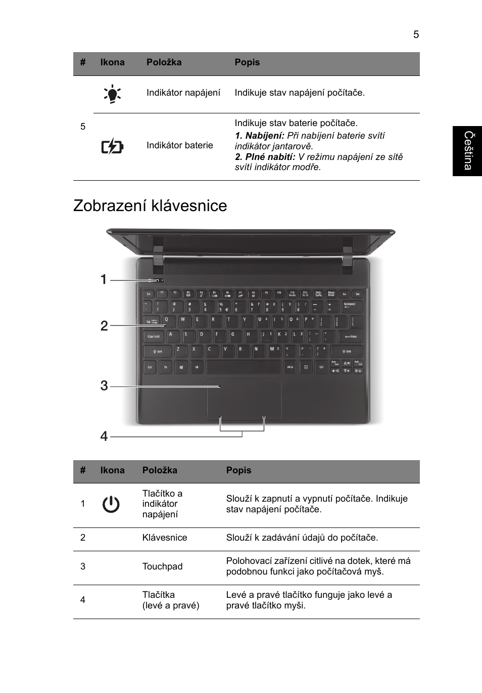 Zobrazení klávesnice | Acer AO756 User Manual | Page 147 / 282