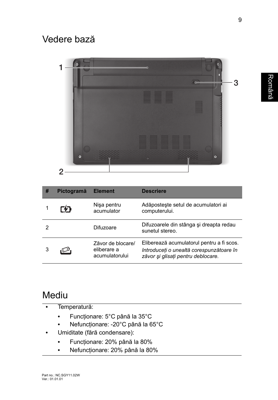 Vedere bază, Mediu, Vedere bază mediu | Acer AO756 User Manual | Page 191 / 282