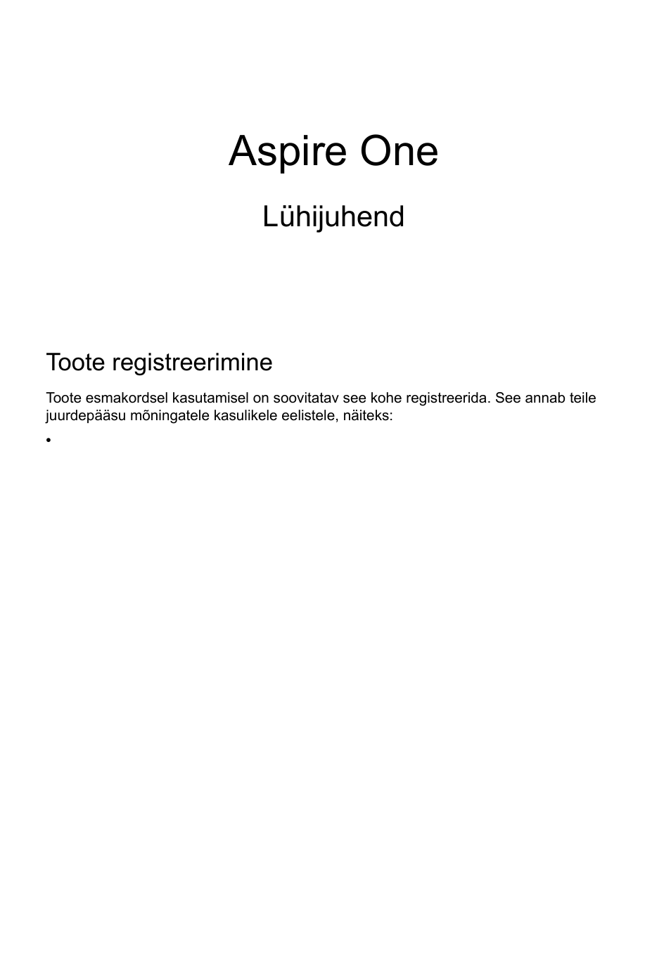 Eesti, Toote registreerimine, Kuidas registreerida | Aceri tarvikute hankimine, Aspire one, Lühijuhend | Acer AO756 User Manual | Page 203 / 282