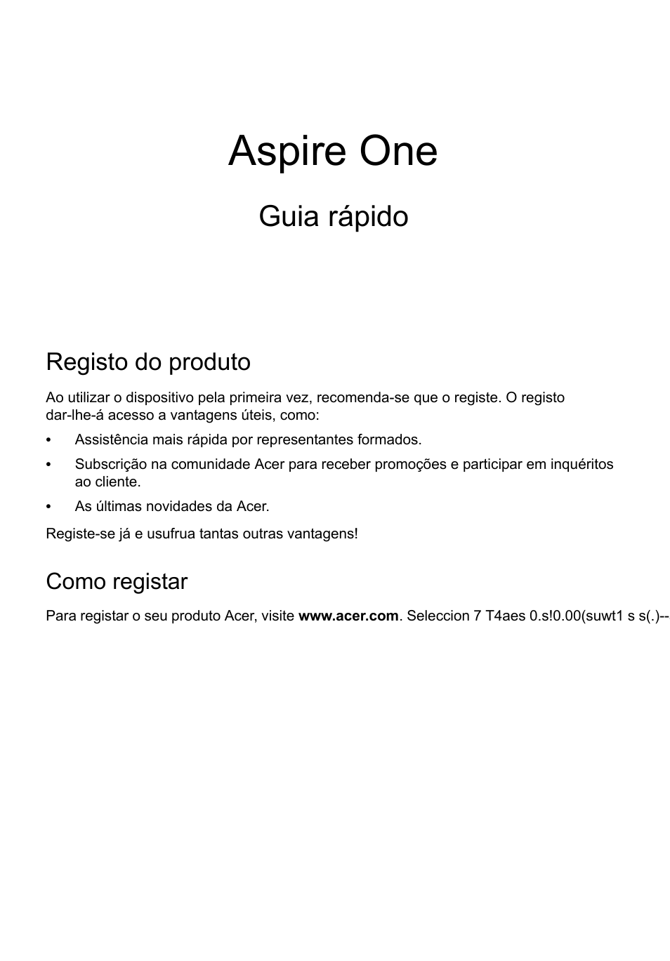 Português, Registo do produto, Como registar | Obter acessórios acer, Aspire one, Guia rápido | Acer AO756 User Manual | Page 53 / 282