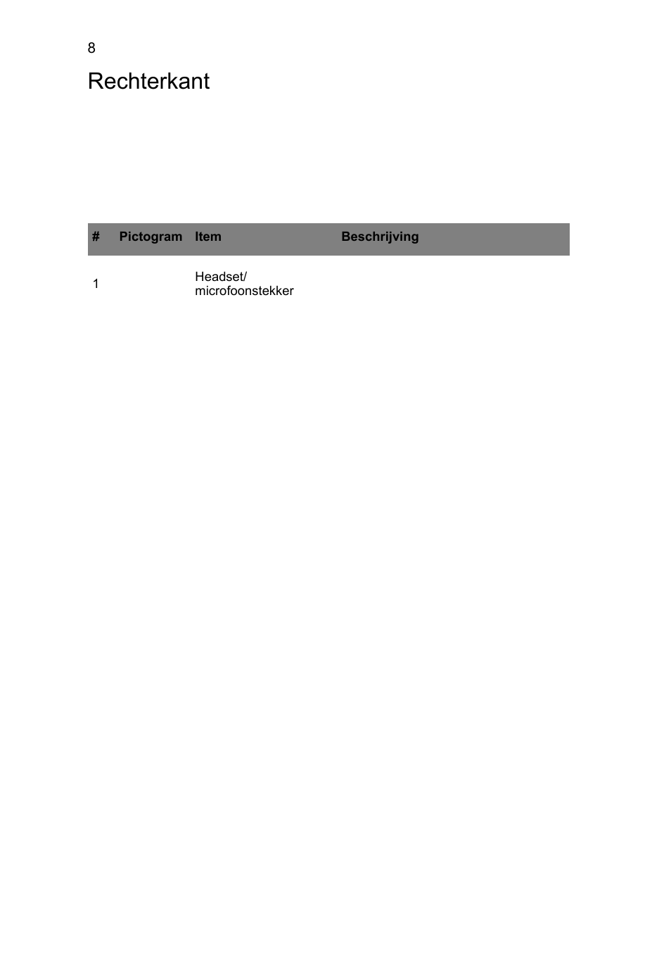 Rechterkant | Acer AO756 User Manual | Page 70 / 282