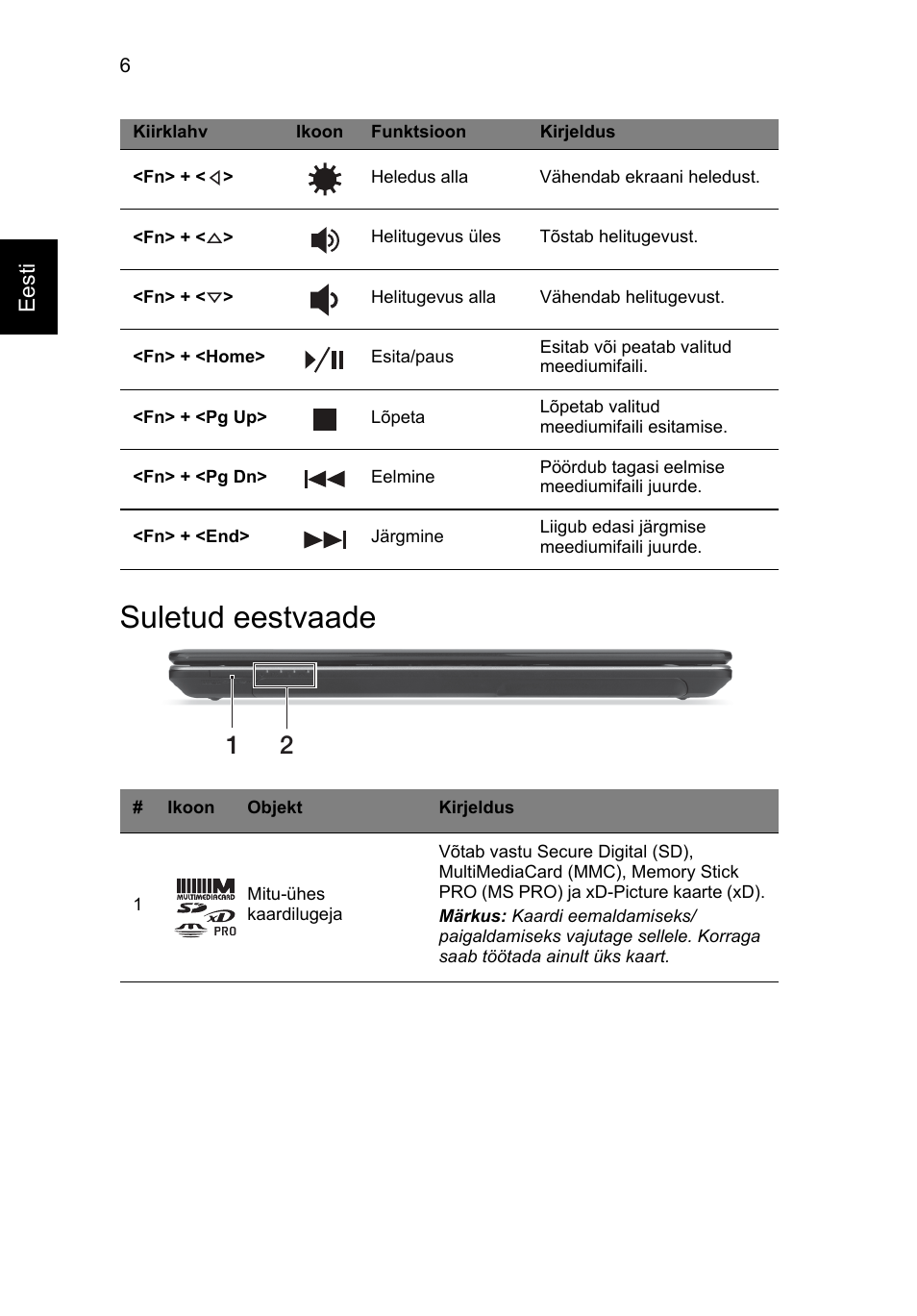 Suletud eestvaade | Acer Aspire E1-531 User Manual | Page 214 / 308