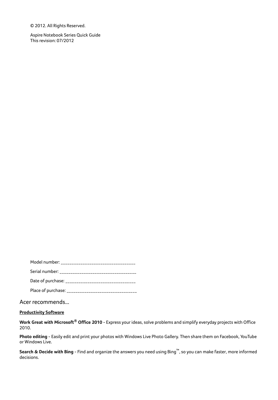 Acer recommends | Acer Aspire E1-531 User Manual | Page 4 / 308