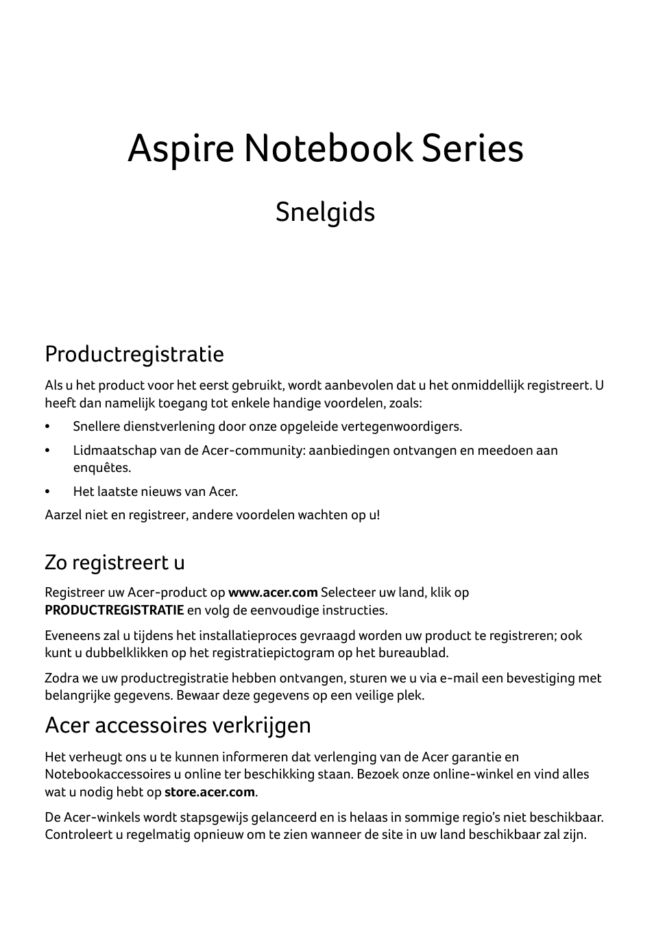 Nederlands, Productregistratie, Zo registreert u | Acer accessoires verkrijgen, Snelgids | Acer Aspire E1-531 User Manual | Page 69 / 308