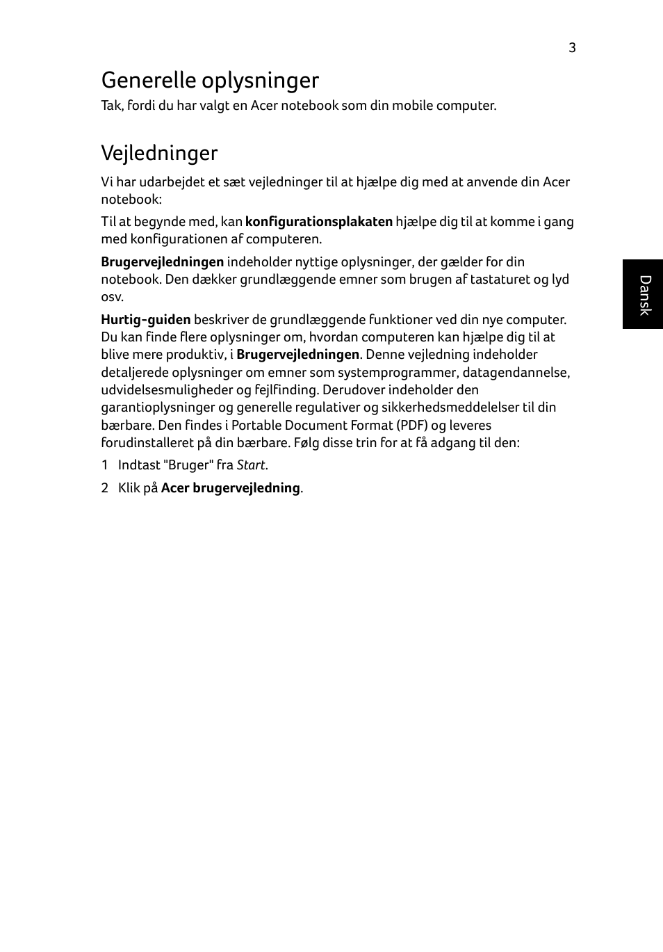 Generelle oplysninger, Vejledninger | Acer Aspire E1-531 User Manual | Page 91 / 308