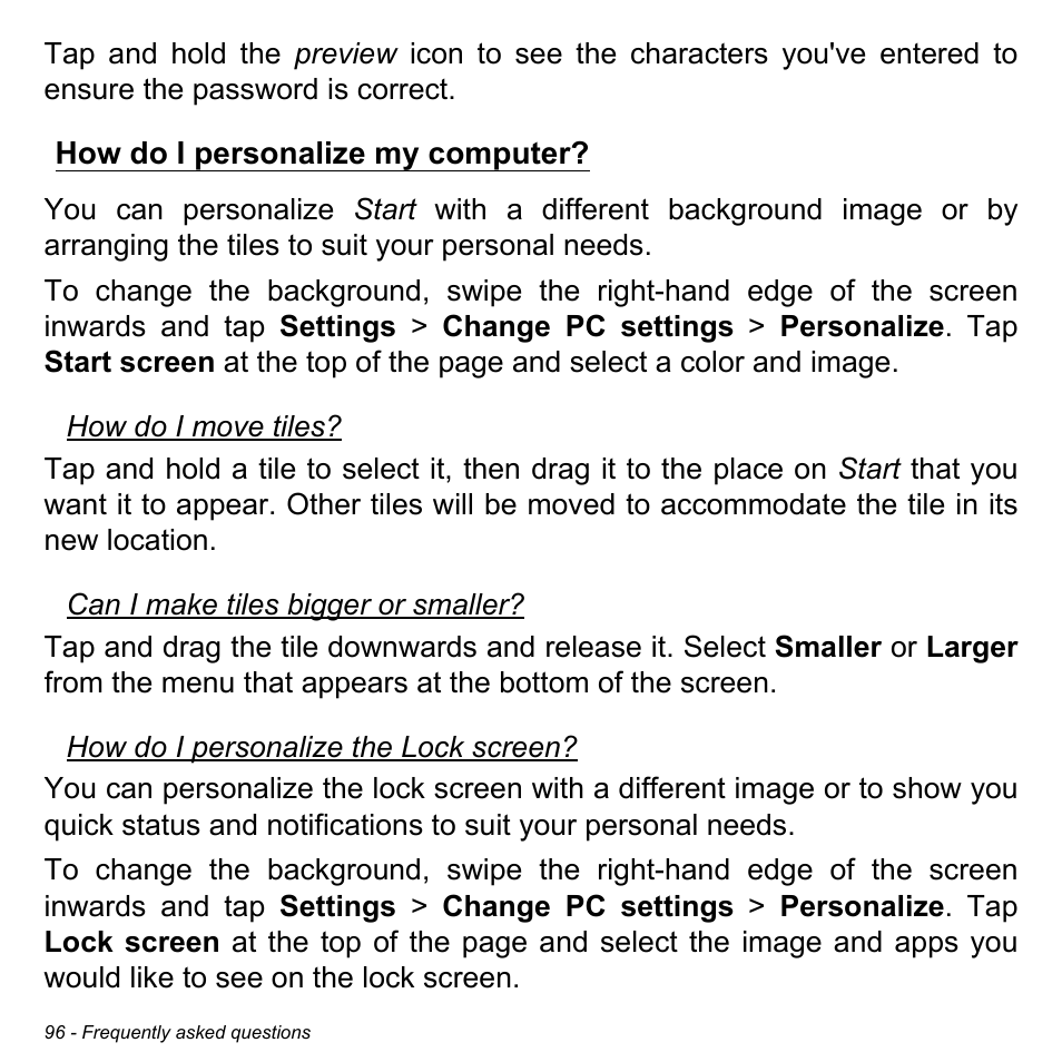 How do i personalize my computer | Acer Aspire M5-583P User Manual | Page 96 / 110