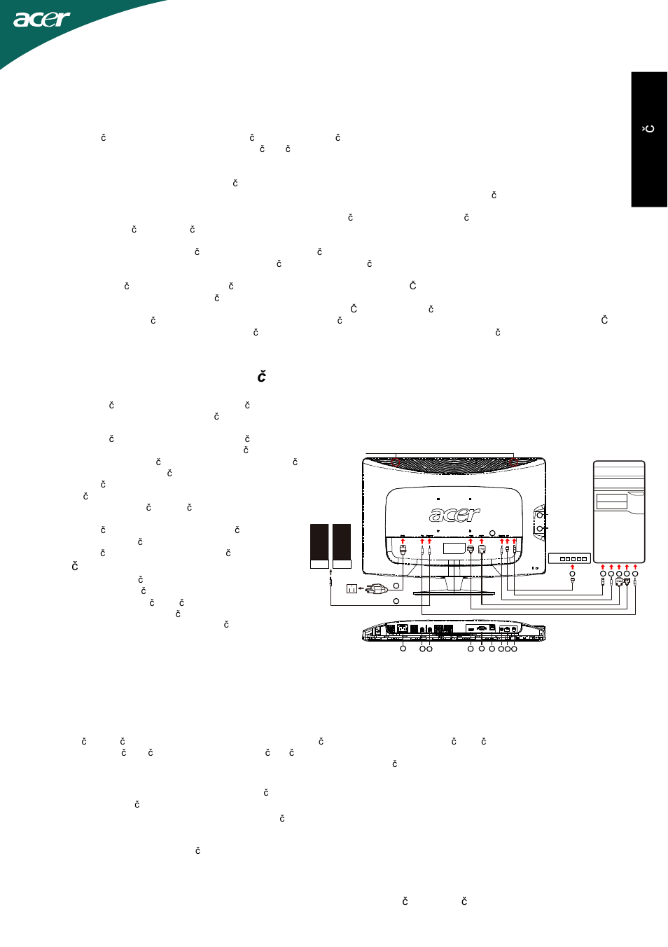 Varnostna navodila, Povezovanje monitorja v računalnik, Ni napajanja - indikator napajanja ne sveti | Podrobnosti o delovanju | Acer D241H User Manual | Page 54 / 58