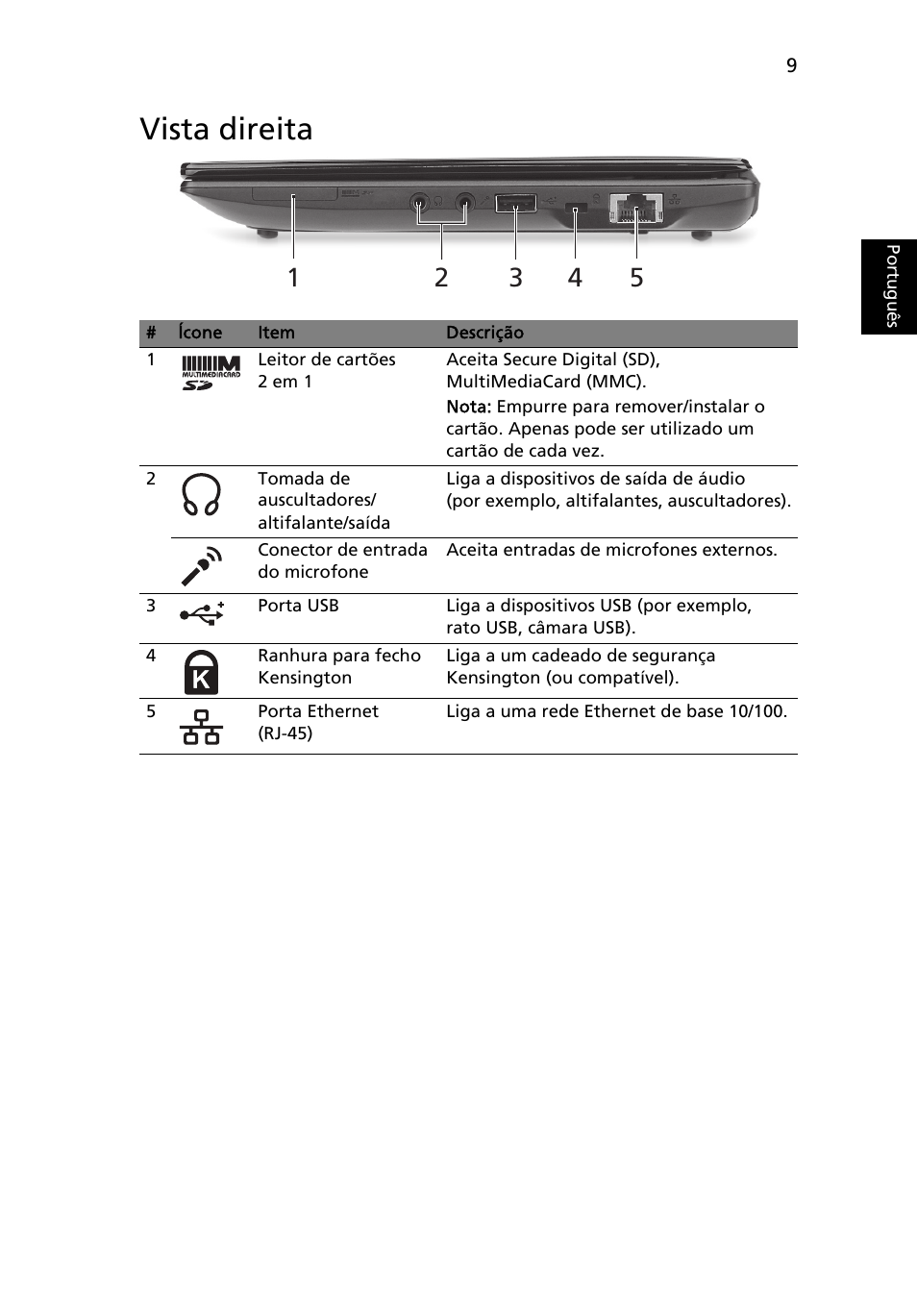 Vista direita | Acer AOD255E User Manual | Page 63 / 300