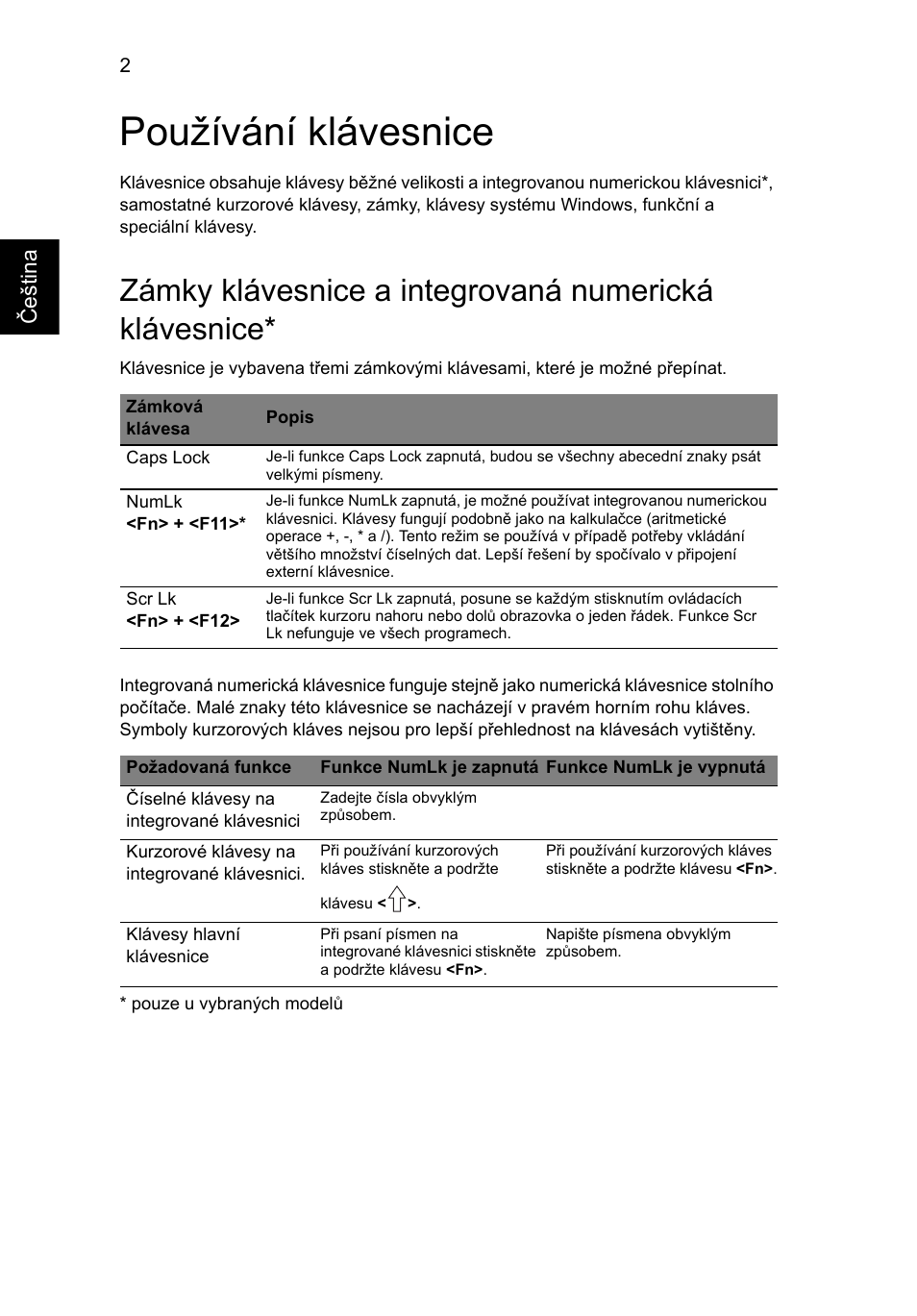 Používání klávesnice | Acer Aspire 4253 User Manual | Page 1090 / 2348