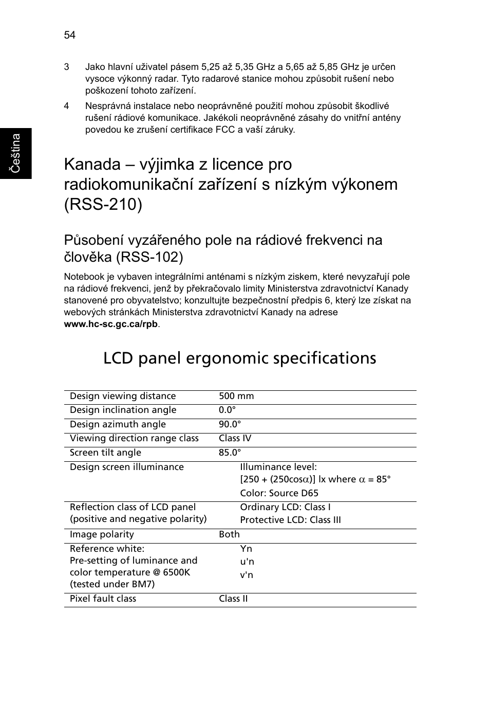 Lcd panel ergonomic specifications | Acer Aspire 4253 User Manual | Page 1142 / 2348