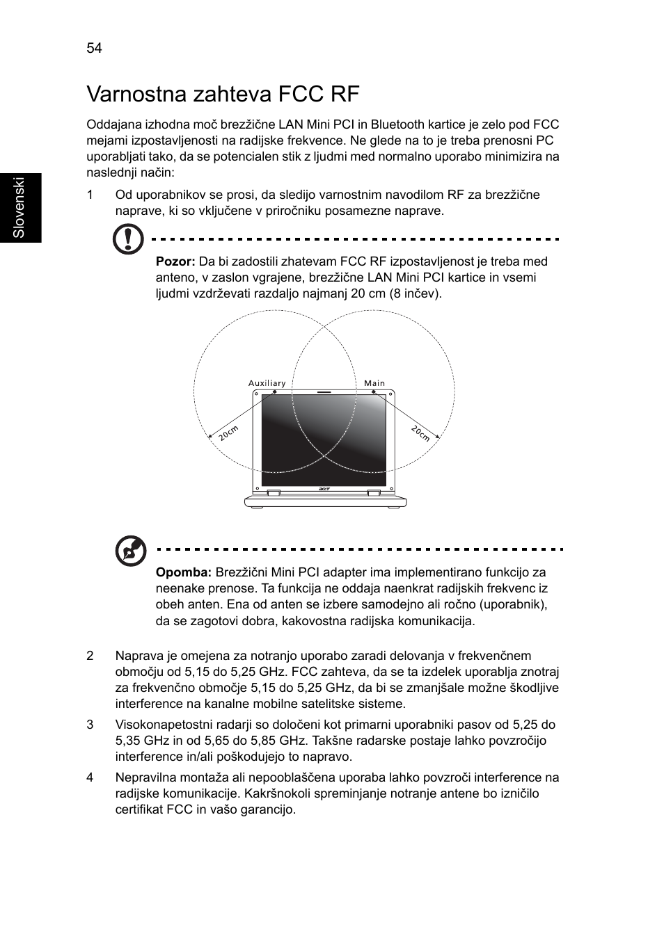 Varnostna zahteva fcc rf | Acer Aspire 4253 User Manual | Page 1290 / 2348