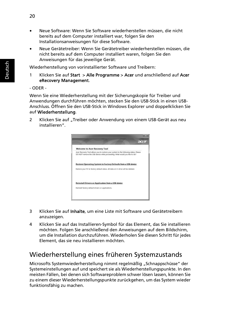 Wiederherstellung eines früheren systemzustands | Acer Aspire 4253 User Manual | Page 198 / 2348