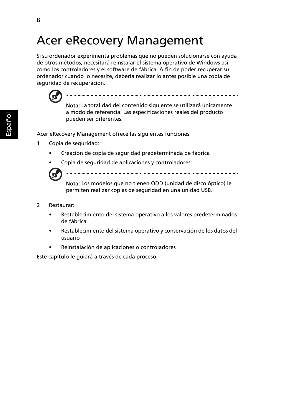 Acer erecovery management | Acer Aspire 4253 User Manual | Page 342 / 2348