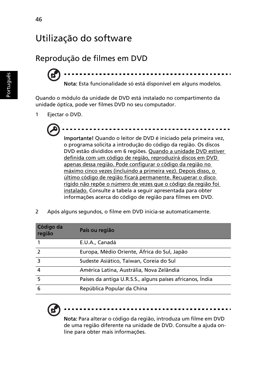 Utilização do software, Reprodução de filmes em dvd | Acer Aspire 4253 User Manual | Page 456 / 2348