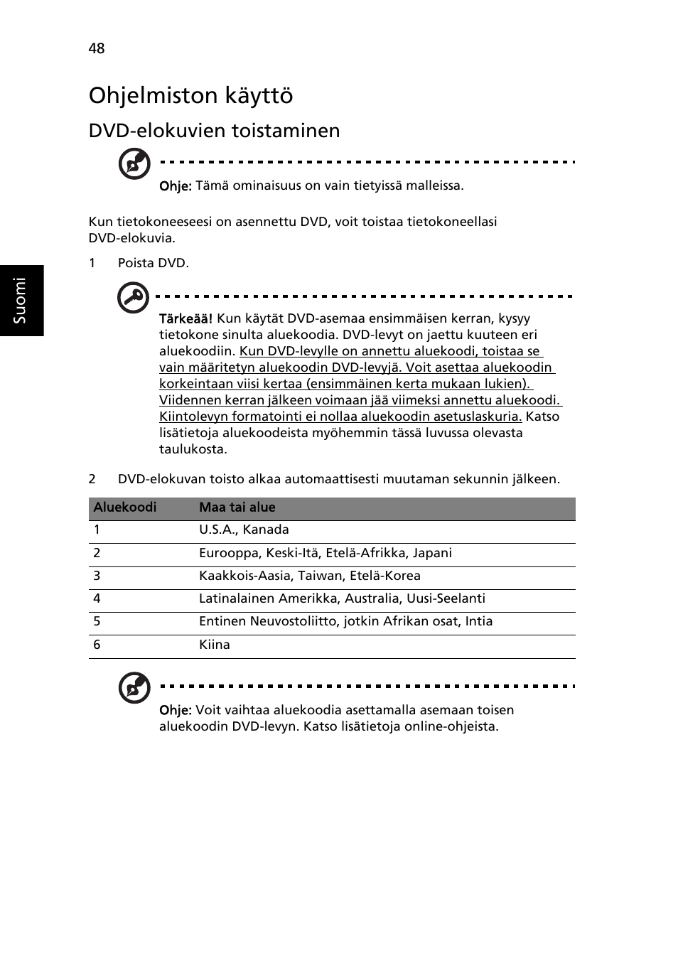 Ohjelmiston käyttö, Dvd-elokuvien toistaminen | Acer Aspire 4253 User Manual | Page 830 / 2348