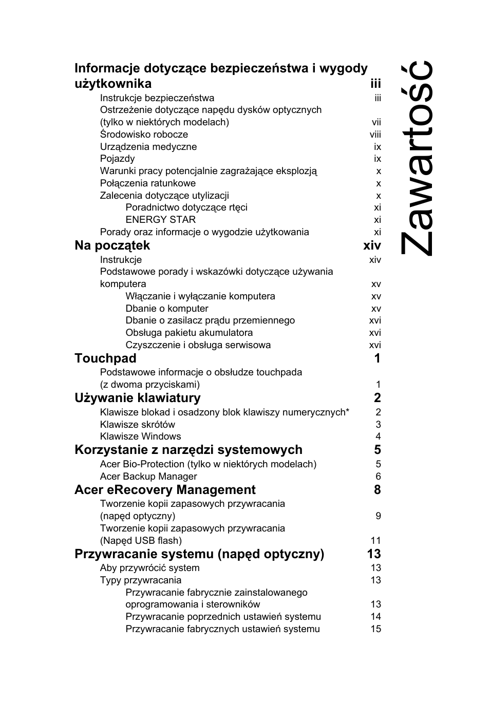 Zawartość, Zawarto ść | Acer Aspire 4253 User Manual | Page 933 / 2348