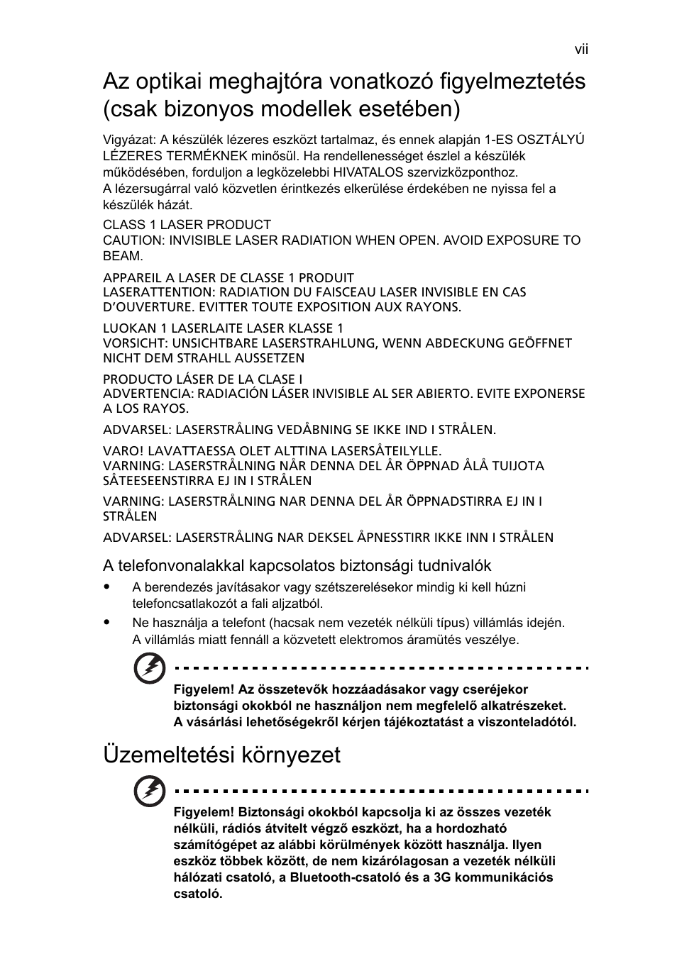 Üzemeltetési környezet | Acer Aspire 4253 User Manual | Page 999 / 2348