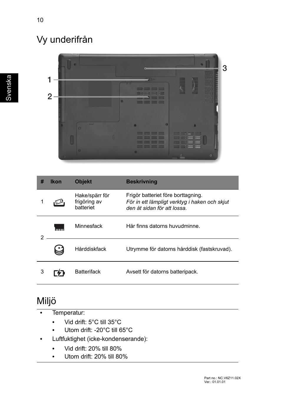 Vy underifrån, Miljö, Vy underifrån miljö | Acer TravelMate P453-MG User Manual | Page 106 / 312