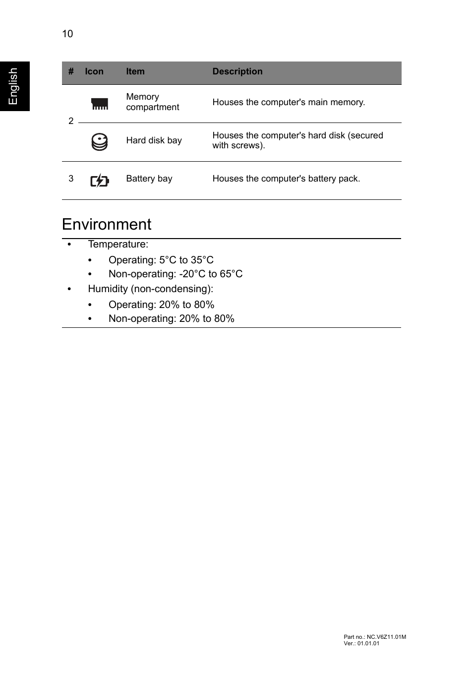 Environment | Acer TravelMate P453-MG User Manual | Page 12 / 312