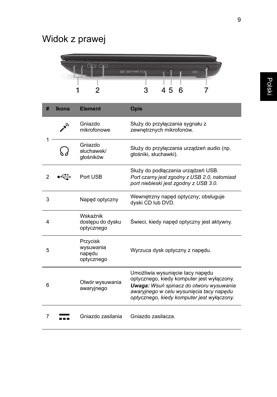 Widok z prawej | Acer TravelMate P453-MG User Manual | Page 137 / 312