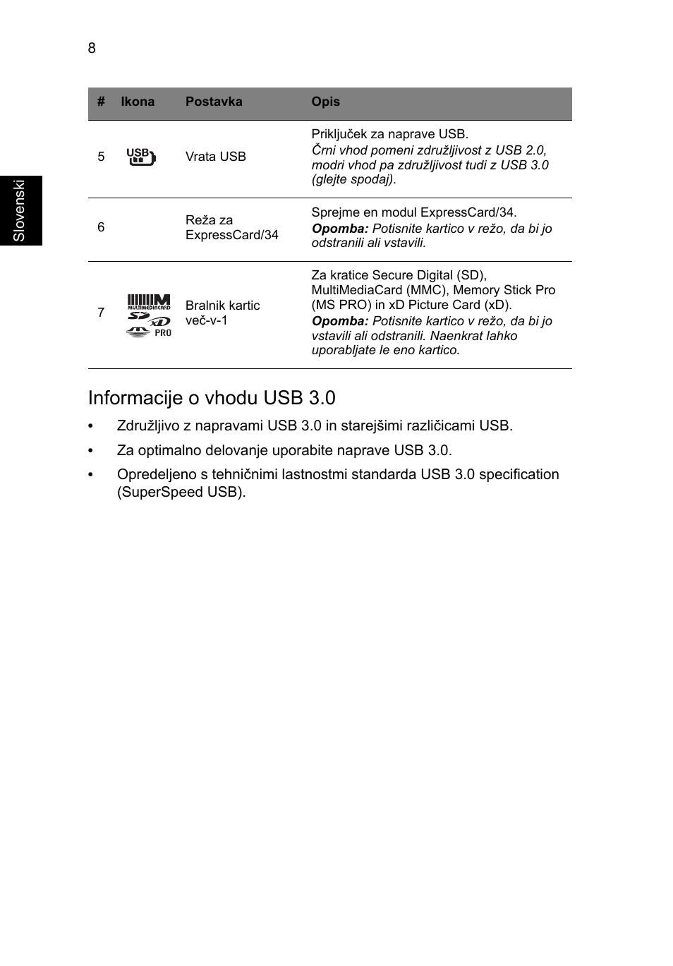 Informacije o vhodu usb 3.0 | Acer TravelMate P453-MG User Manual | Page 176 / 312