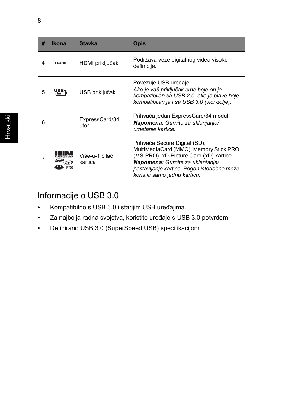 Informacije o usb 3.0 | Acer TravelMate P453-MG User Manual | Page 186 / 312