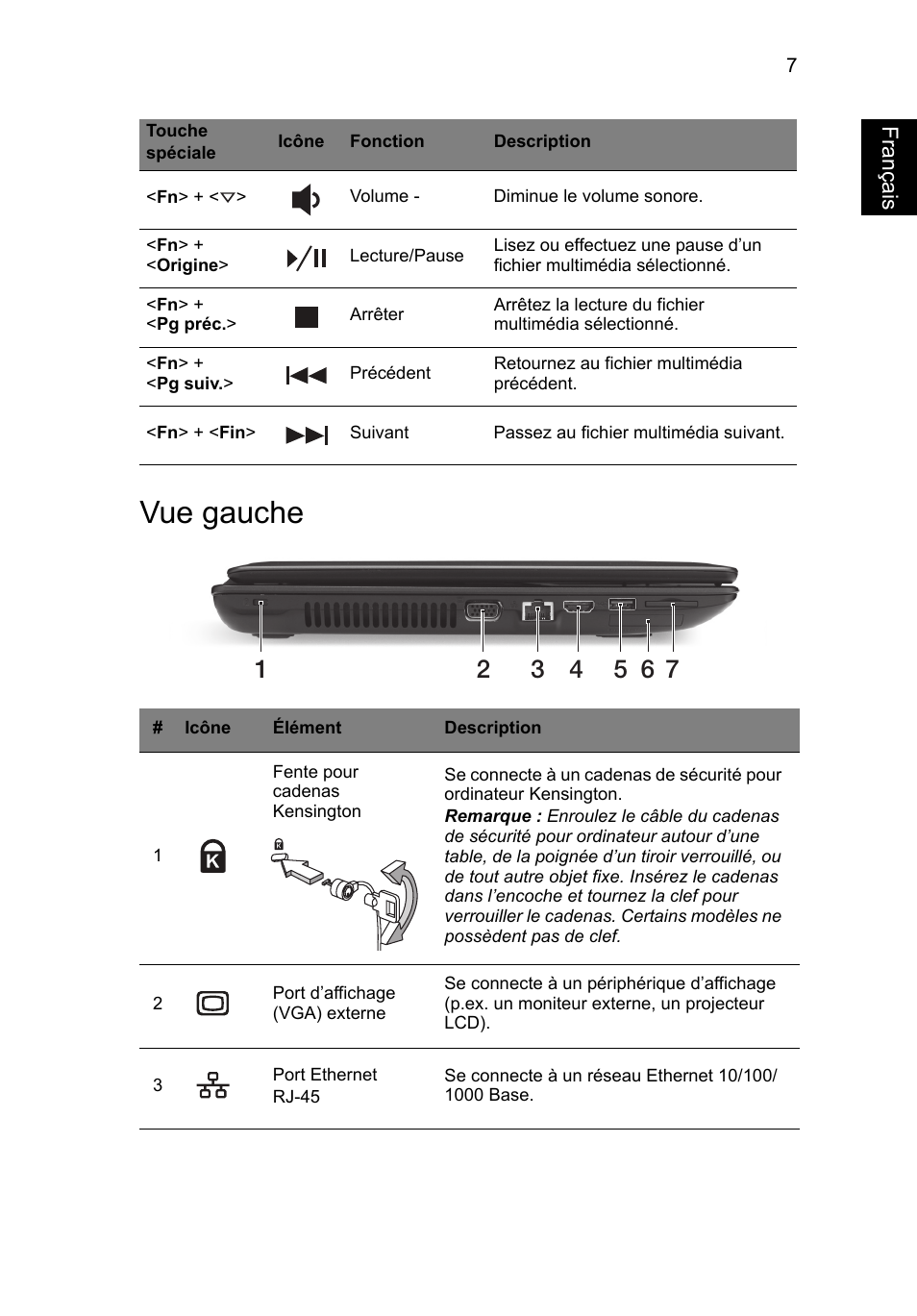 Vue gauche, Français | Acer TravelMate P453-MG User Manual | Page 19 / 312