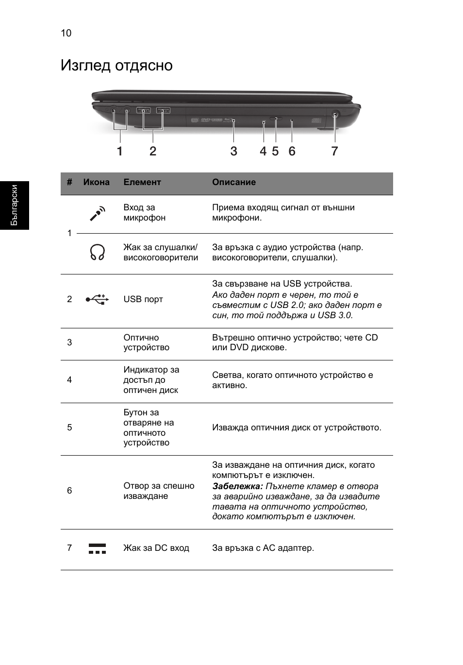 Изглед отдясно | Acer TravelMate P453-MG User Manual | Page 208 / 312