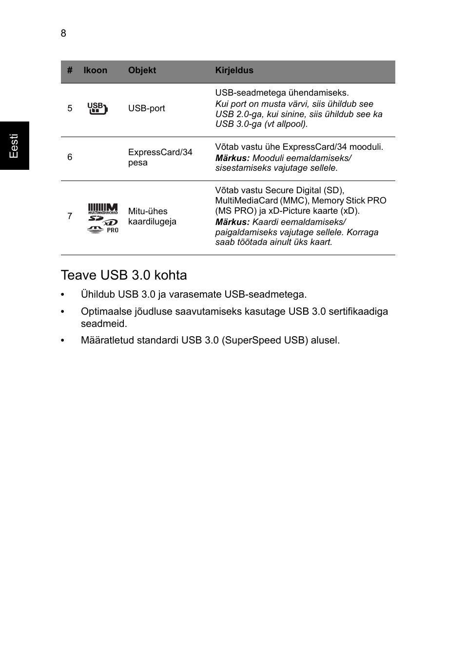 Teave usb 3.0 kohta | Acer TravelMate P453-MG User Manual | Page 218 / 312