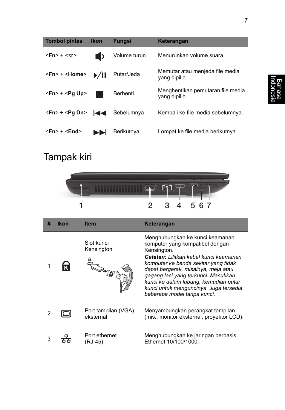 Tampak kiri | Acer TravelMate P453-MG User Manual | Page 299 / 312