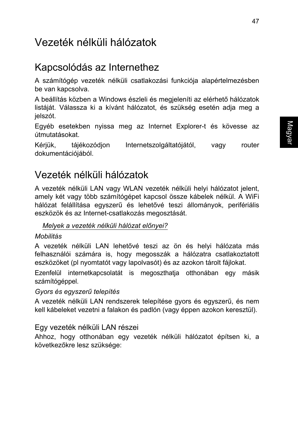 Vezeték nélküli hálózatok, Kapcsolódás az internethez | Acer TravelMate B113-M User Manual | Page 1267 / 2734