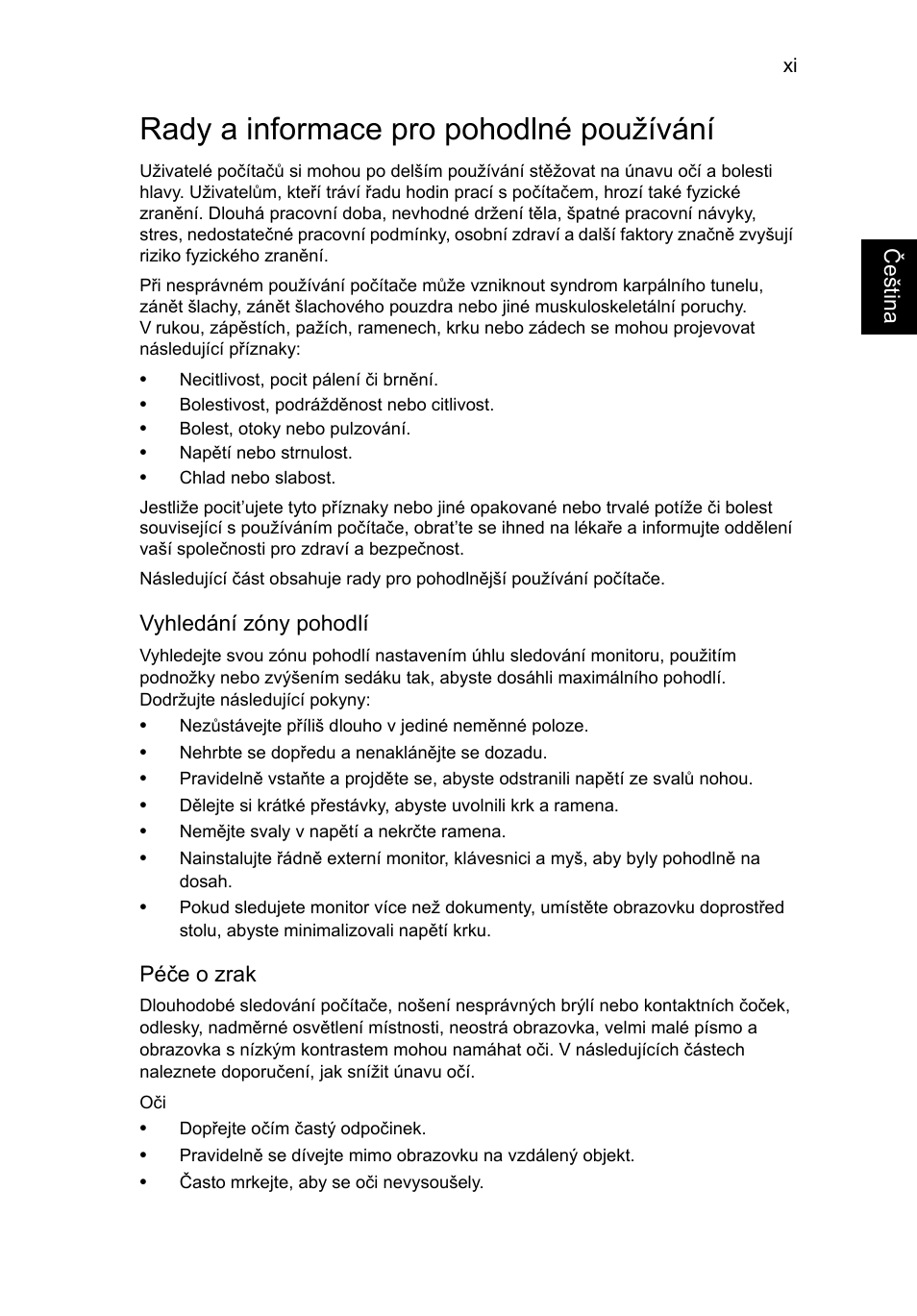 Rady a informace pro pohodlné používání | Acer TravelMate B113-M User Manual | Page 1303 / 2734