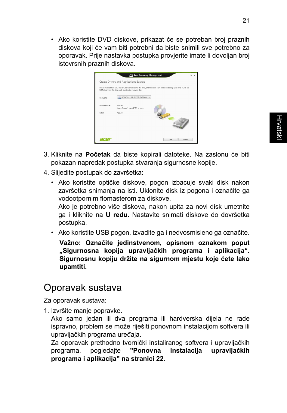 Oporavak sustava | Acer TravelMate B113-M User Manual | Page 1603 / 2734