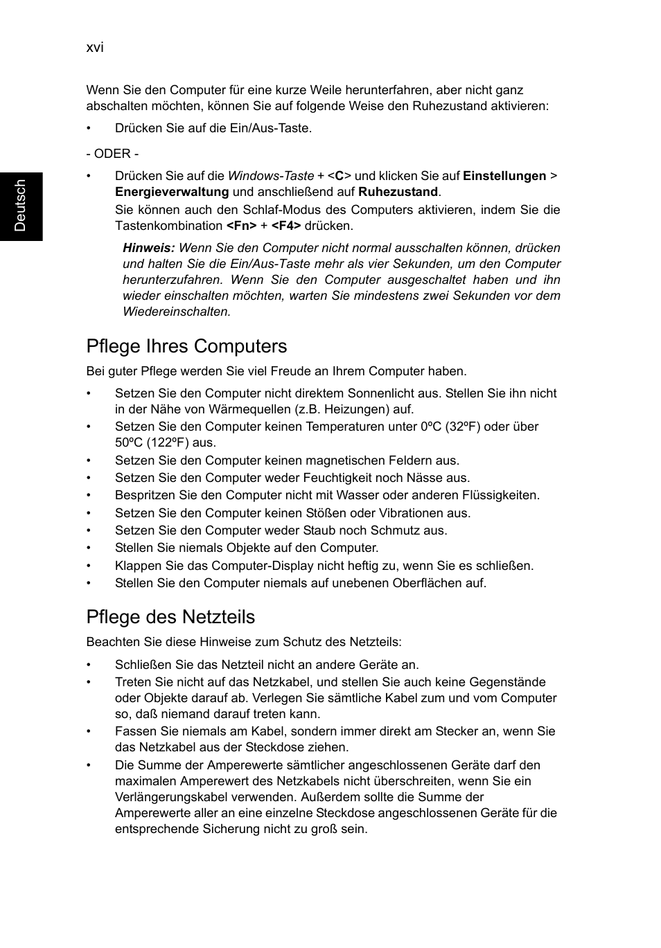 Pflege ihres computers, Pflege des netzteils | Acer TravelMate B113-M User Manual | Page 198 / 2734