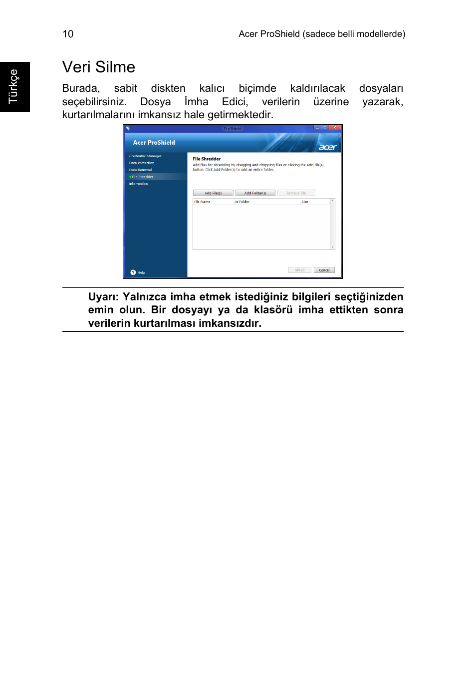 Veri silme | Acer TravelMate B113-M User Manual | Page 2244 / 2734