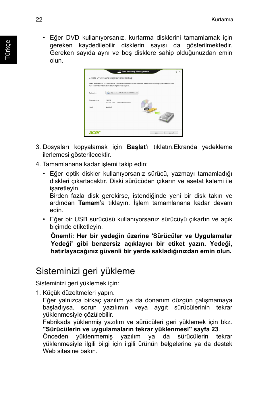 Sisteminizi geri yükleme | Acer TravelMate B113-M User Manual | Page 2256 / 2734