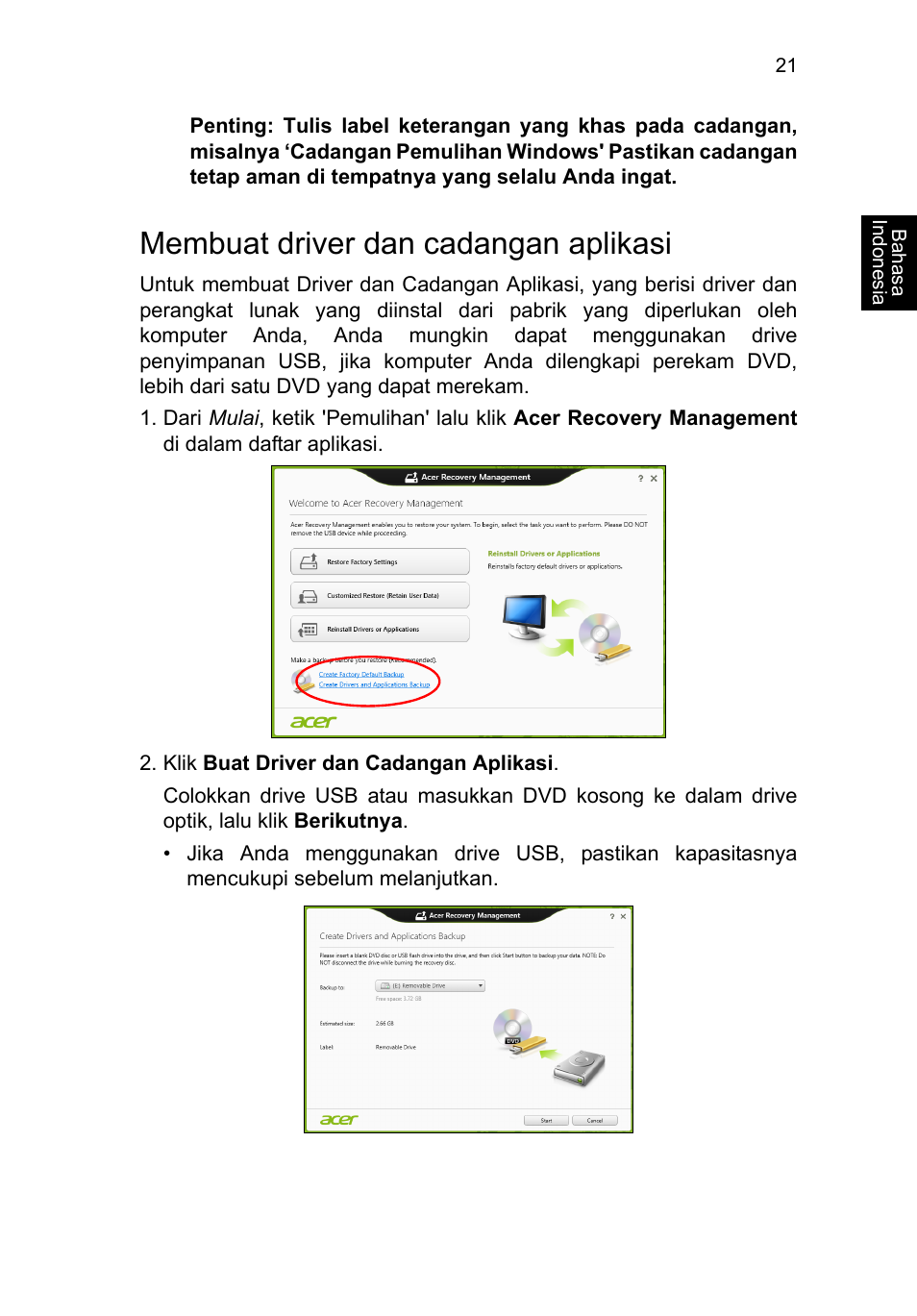 Membuat driver dan cadangan aplikasi | Acer TravelMate B113-M User Manual | Page 2589 / 2734