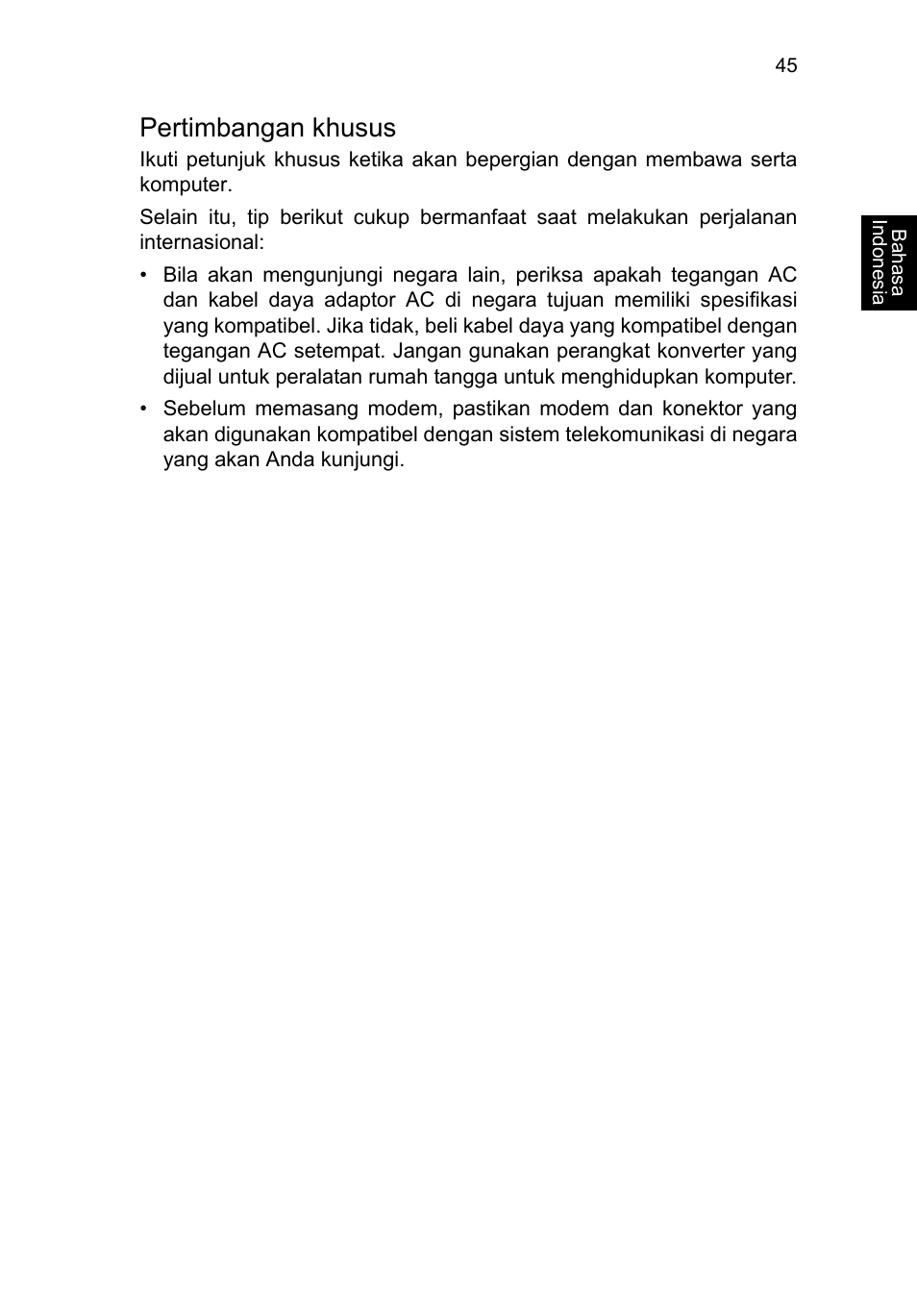 Pertimbangan khusus | Acer TravelMate B113-M User Manual | Page 2613 / 2734