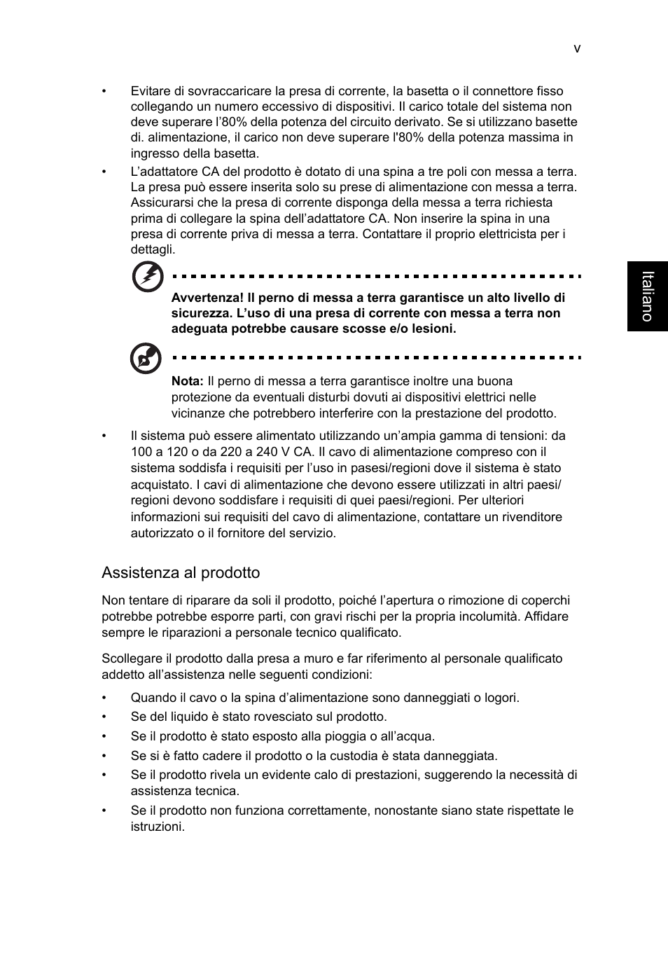 Italiano, Assistenza al prodotto | Acer TravelMate B113-M User Manual | Page 289 / 2734