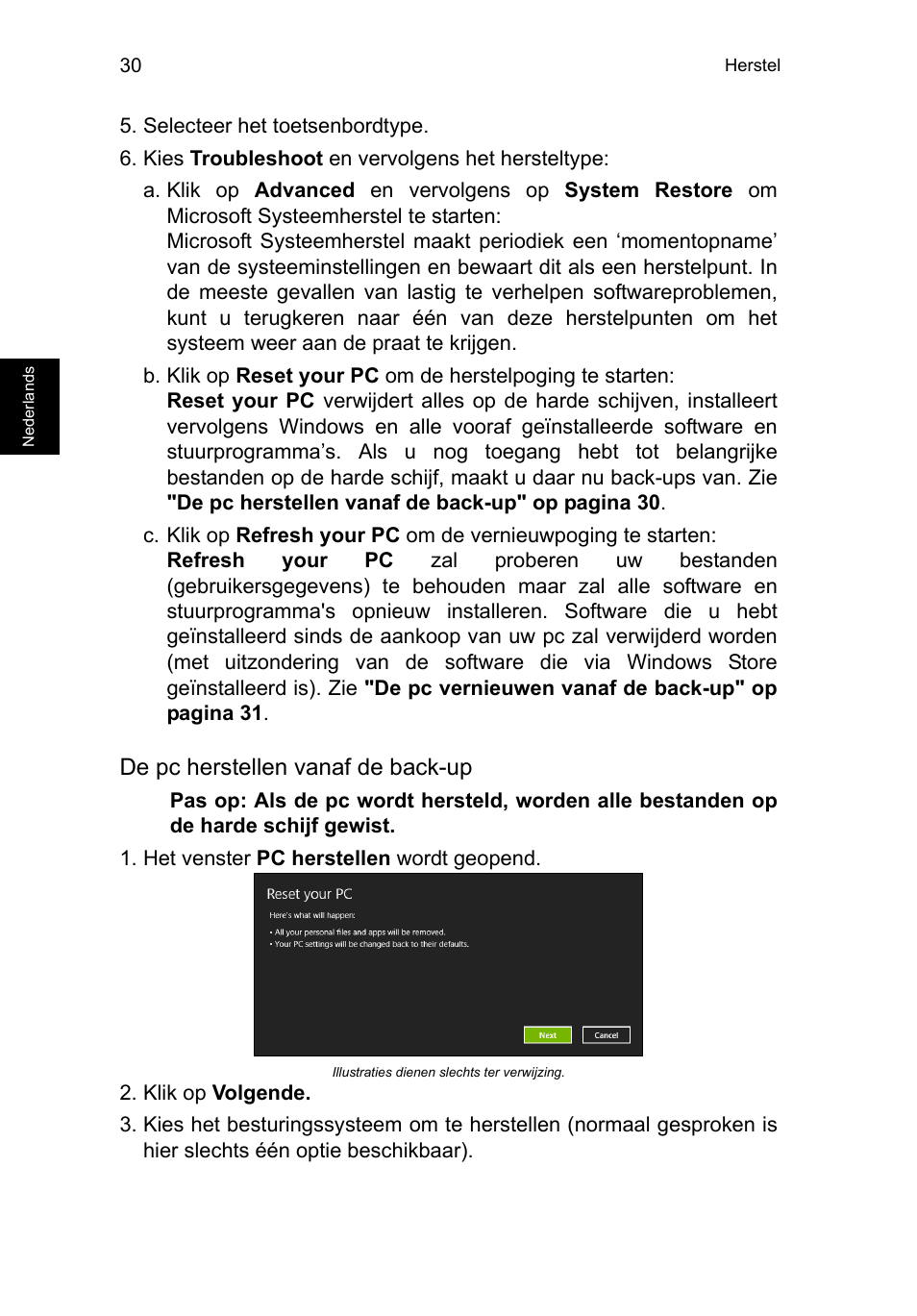 De pc herstellen vanaf de back-up | Acer TravelMate B113-M User Manual | Page 610 / 2734