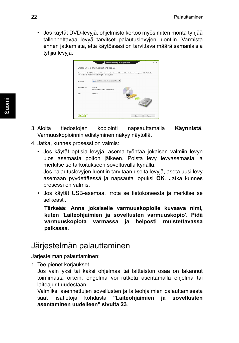 Järjestelmän palauttaminen | Acer TravelMate B113-M User Manual | Page 960 / 2734