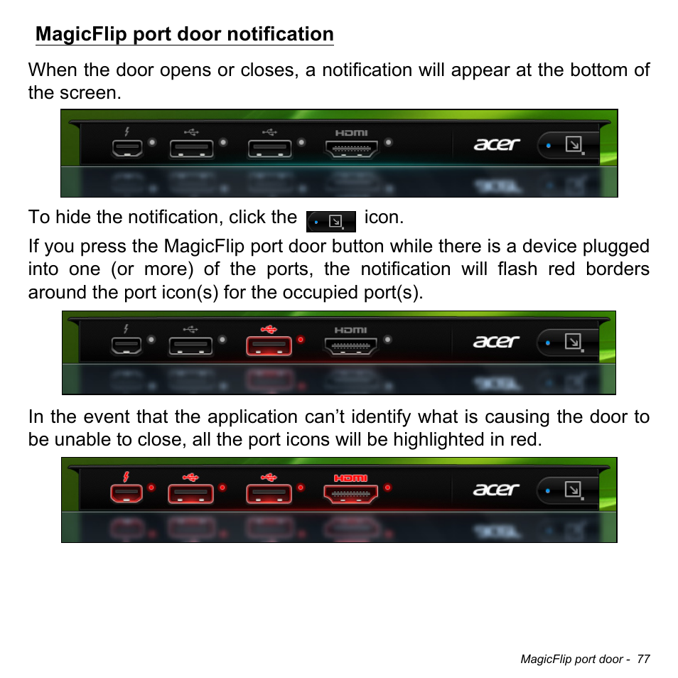 Magicflip port door notification | Acer Aspire S5-391 User Manual | Page 77 / 111