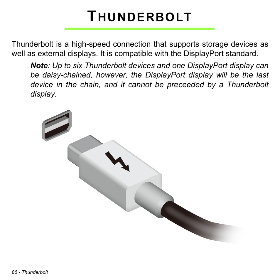 Thunderbolt, Hunderbolt | Acer Aspire S5-391 User Manual | Page 86 / 111