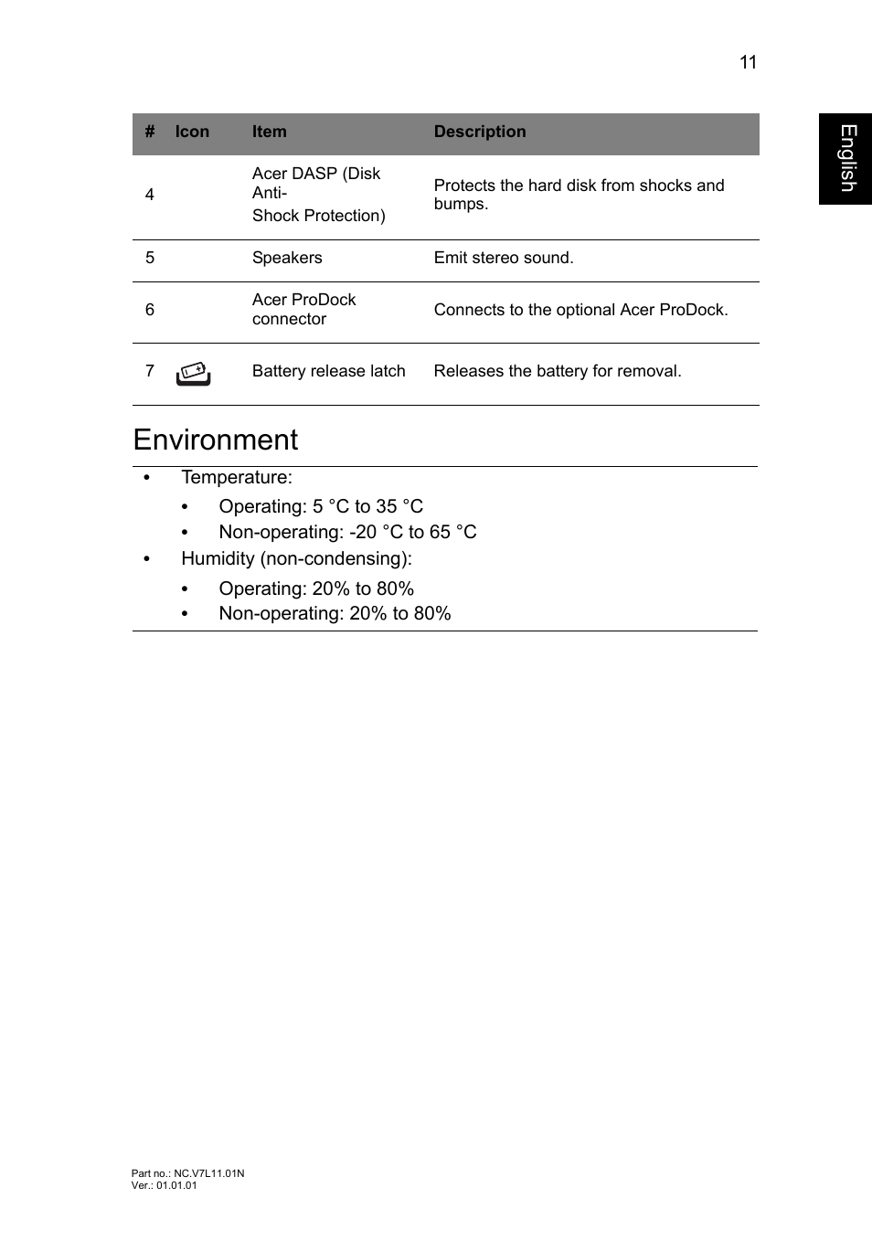 Environment | Acer TravelMate P633-V User Manual | Page 13 / 357