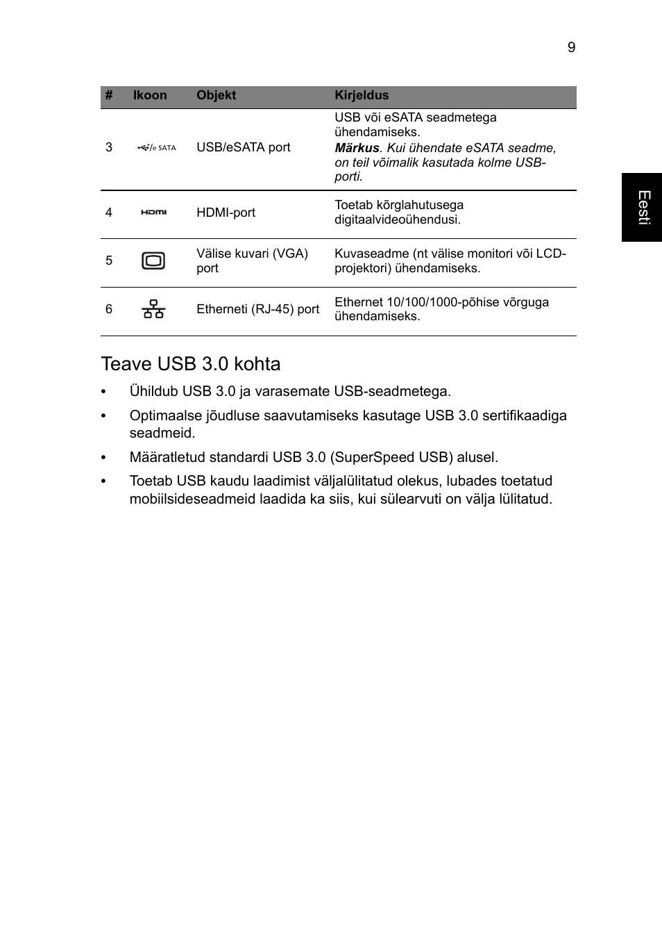 Teave usb 3.0 kohta | Acer TravelMate P633-V User Manual | Page 253 / 357