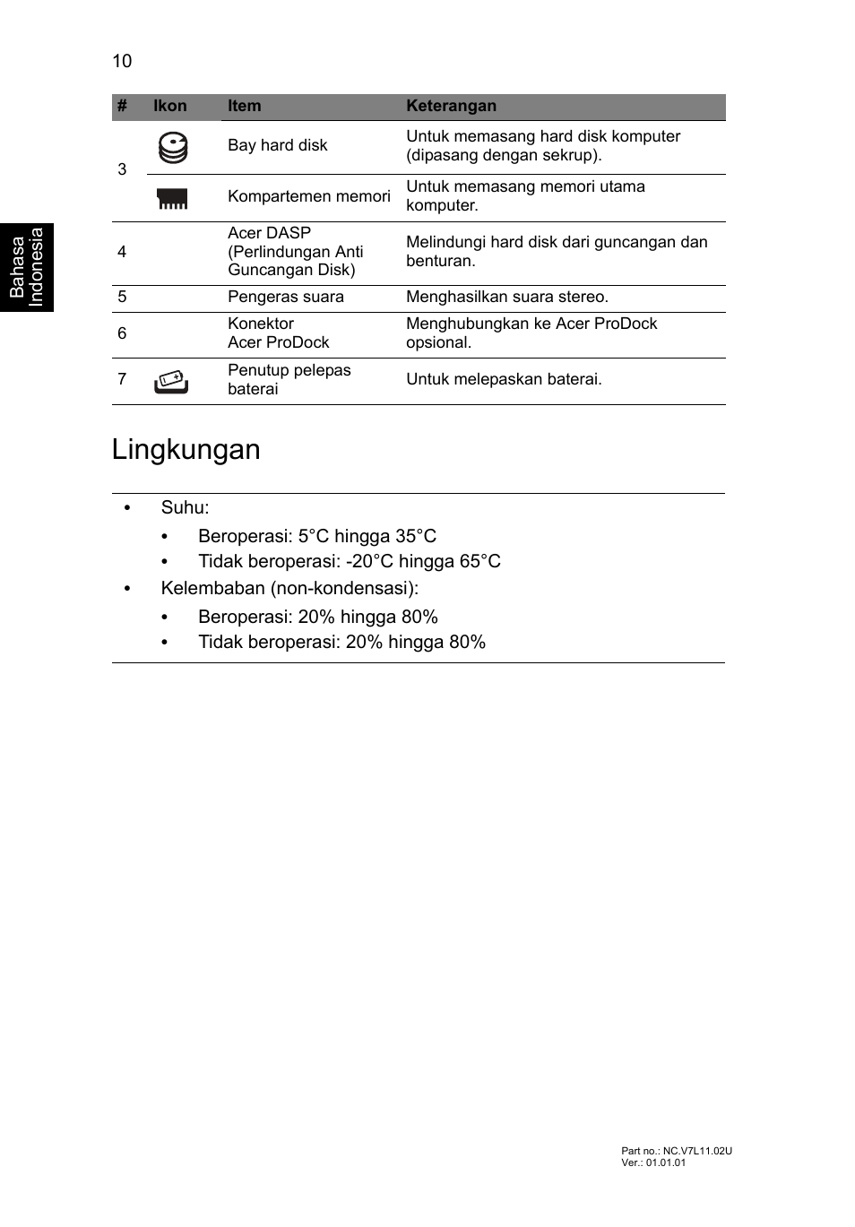 Lingkungan | Acer TravelMate P633-V User Manual | Page 346 / 357