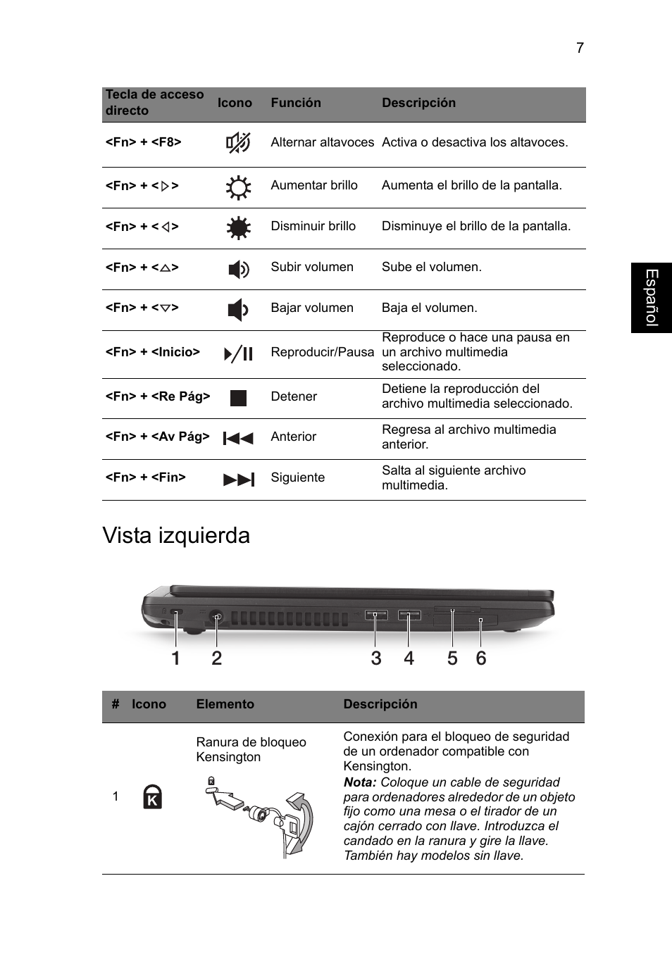 Vista izquierda | Acer TravelMate P633-V User Manual | Page 57 / 357