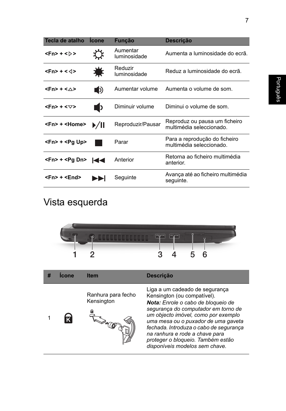 Vista esquerda | Acer TravelMate P633-V User Manual | Page 73 / 357