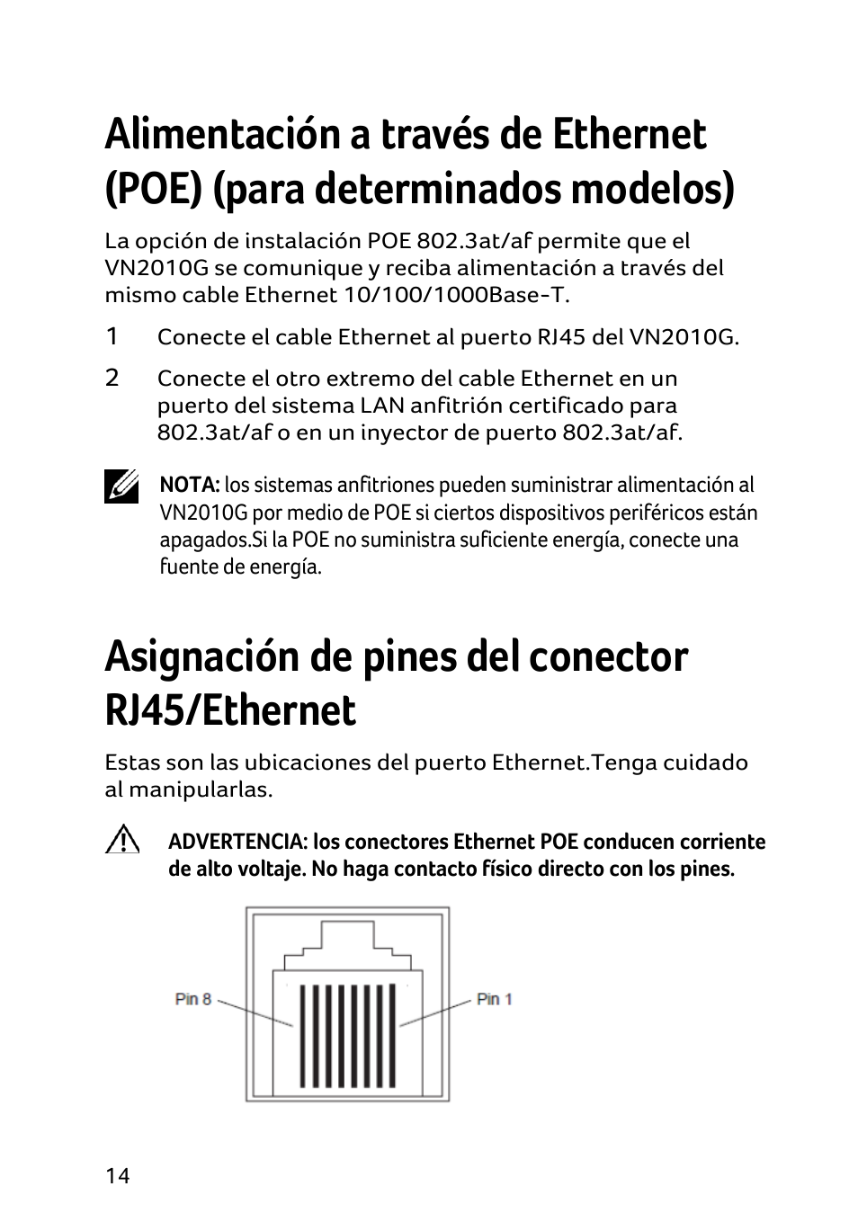 Asignación de pines del conector rj45/ethernet | Acer Veriton N2010G User Manual | Page 48 / 157